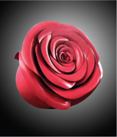3D aluminum rose sculpture with detailed petals