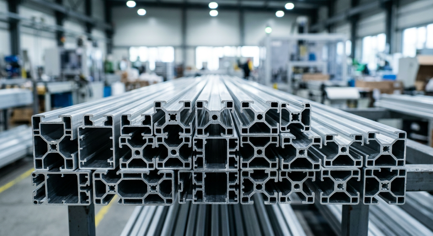 Cross-section view of complex aluminum extrusion profiles for architectural use