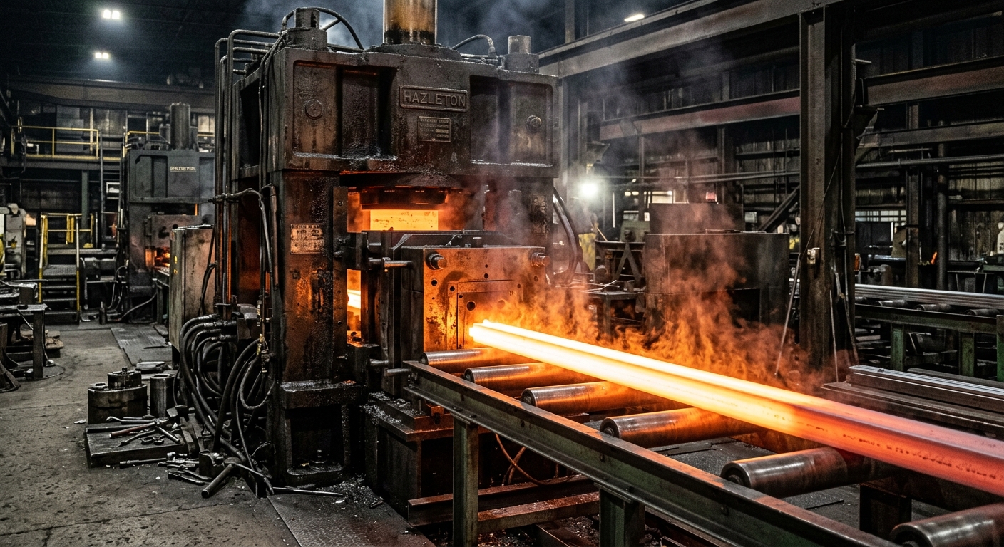 Aluminum extrusion press producing architectural profile