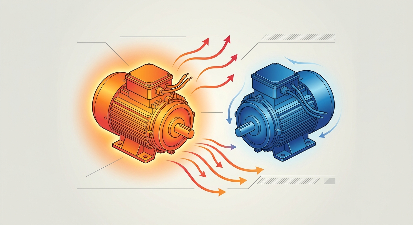 Concept illustration of heat difference between brushed and brushless motors