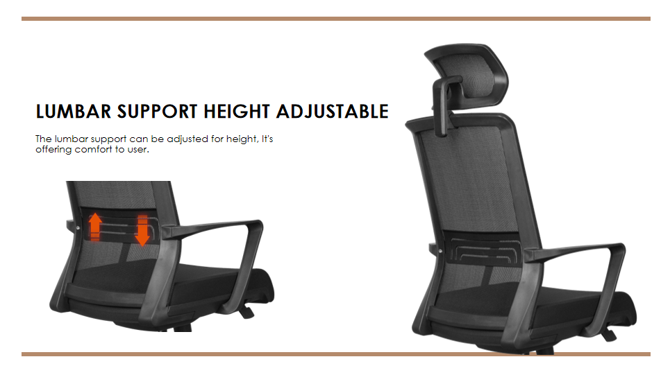 Office chair with dynamic lumbar support.