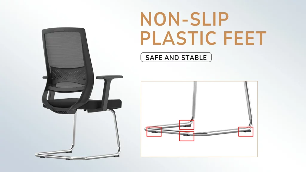 Office chair with non-slip protective foot caps.