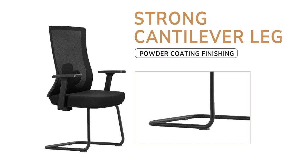 Office chair with stable cantilever base.