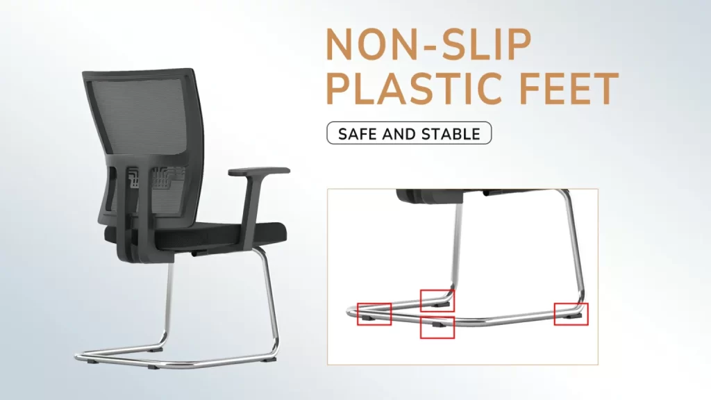 Office chair with non-slip plastic feet.