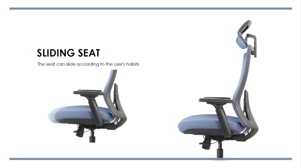 Office chair with seat height and depth adjustment.
