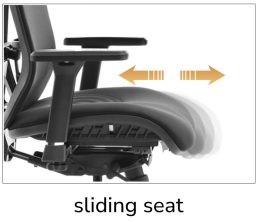 Office chair with seat depth sliding and pneumatic height adjustment.