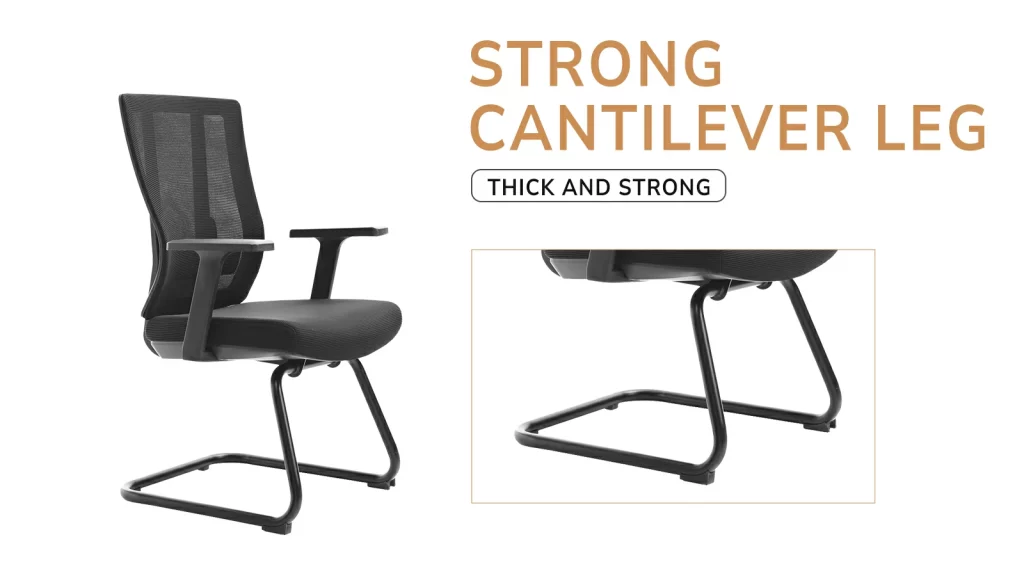 Office chair with flexible cantilever base.