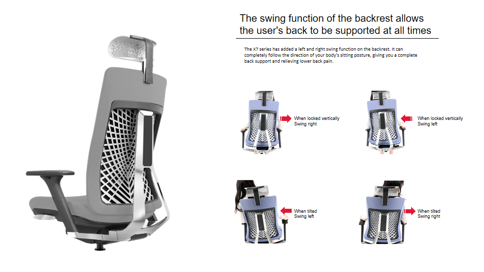 Office chair with German Bock sync recline, six tilt locks, and tension control.