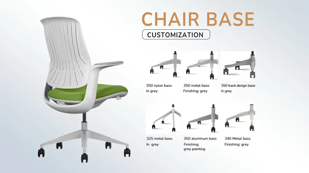 Office chair with 360° swivel rotation.