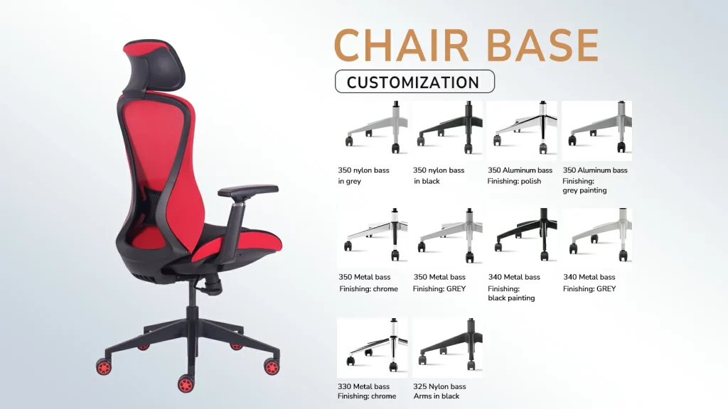 Vaseat chair bases: nylon or aluminum, strong and safe.