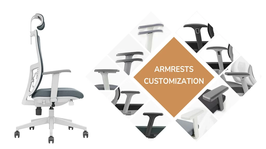 Chair armrests with up to 4D and width adjustment.