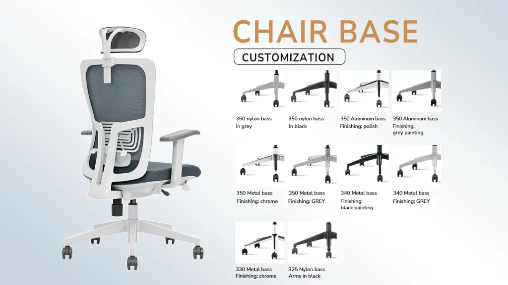 Vaseat chair bases: nylon or aluminum, strong and safe.