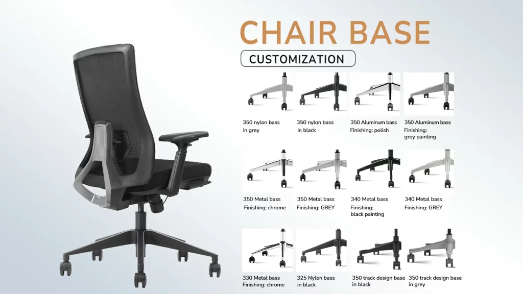 Vaseat chair bases are nylon or aluminum, providing strong support and high safety.