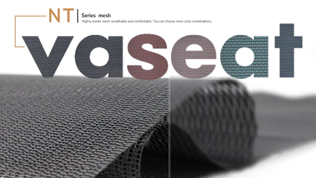 Chair with breathable, flexible back panel.