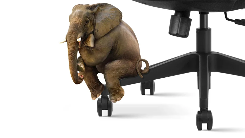 Office chair with 360° swivel casters for easy mobility.