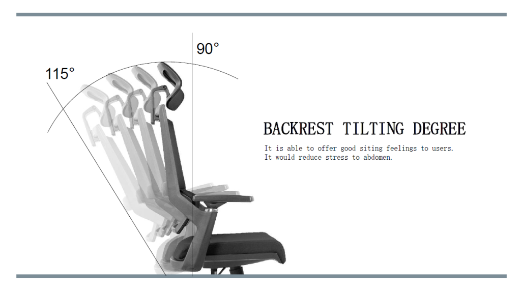 Office chair with lockable recline backrest.