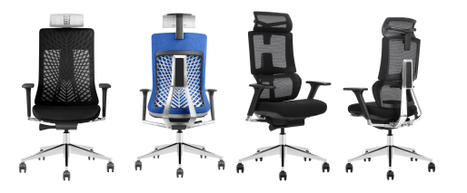 office chair materials including aluminum frame, mesh upholstery and nylon base