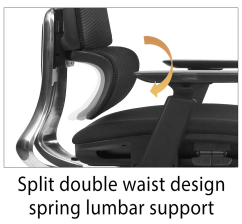Split lumbar support with springs that adjust to your spine for comfort