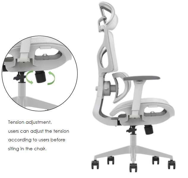 Office chair with adjustable tension control.