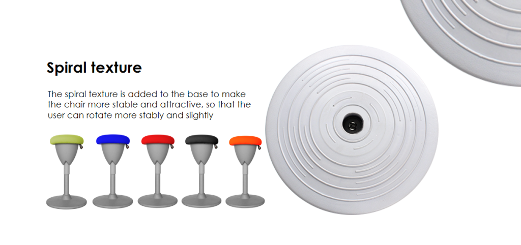 Spiral textured base providing stable, wobble-free rotation