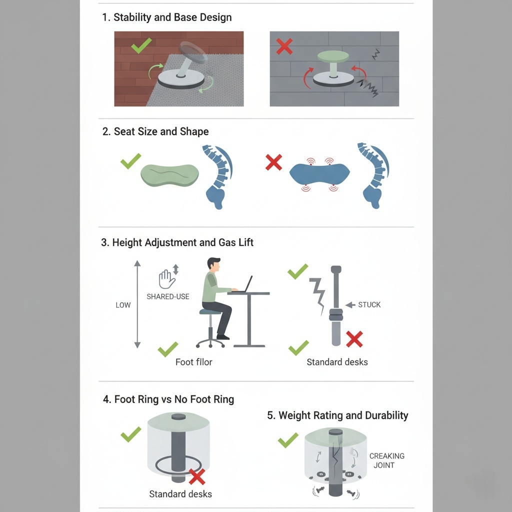comparison of good and poor wobble stool design features