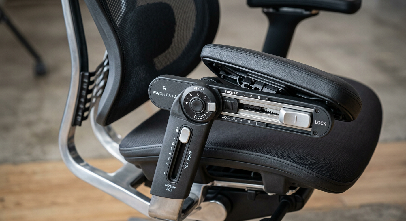 4D adjustable armrests on a modern office chair