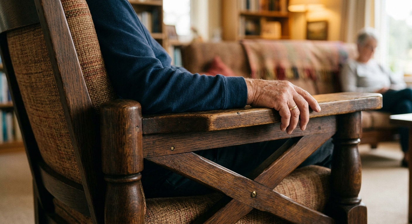 Reinforced push-up armrest on senior living chair