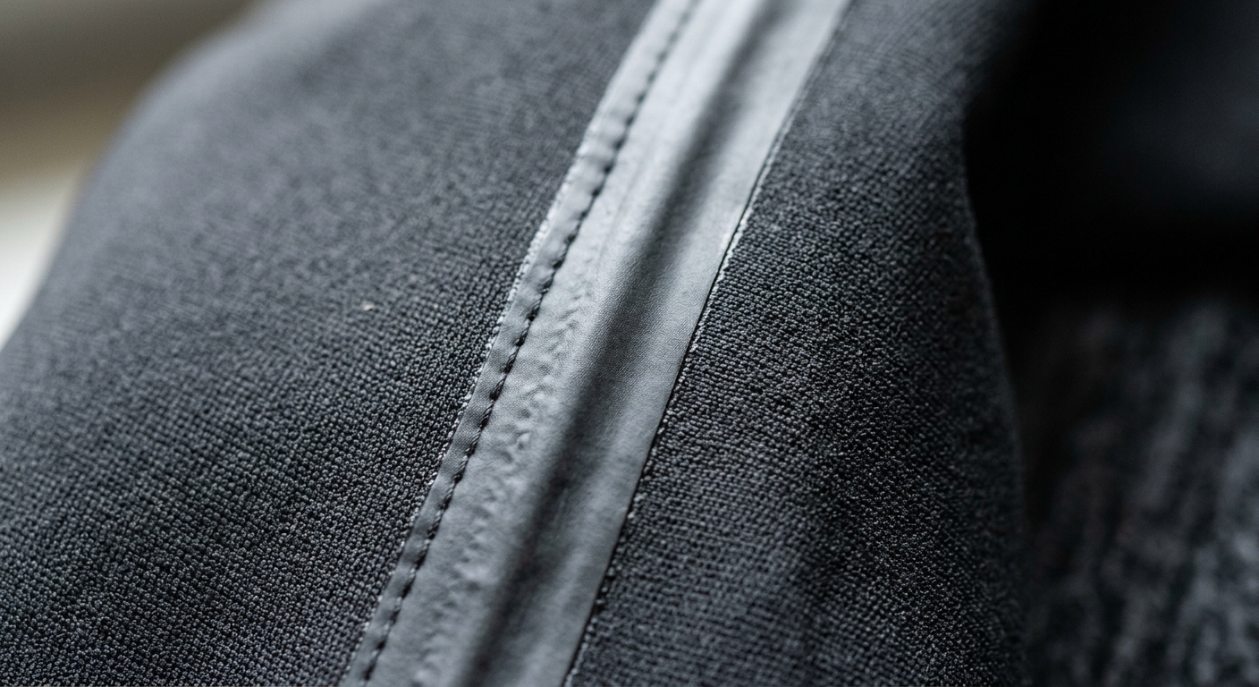 Sealed seam detail on performance fabric care facility chair